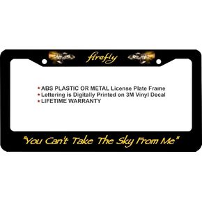Firefly Serenity You Can't Take The Sky from Me Wide Top Aluminum Alloy License Plate Frame Black Metal 12" X 6" in Saudi Arabia