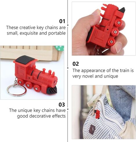 KESYOO Train Shape Led Light Keychain Set with Flashing Light and Sound Portable Mini Train Key Rings for Car Backpack and Everyday Use Unique Decorative Key Pendant in Kuwait