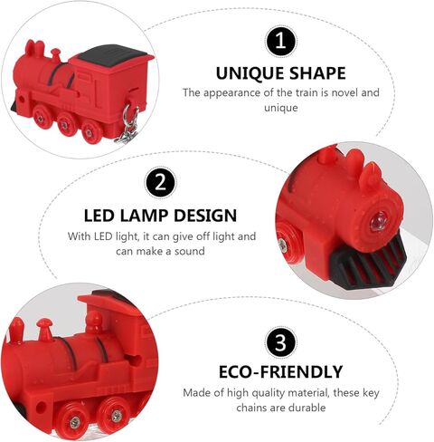 KESYOO Train Shape Led Light Keychain Set with Flashing Light and Sound Portable Mini Train Key Rings for Car Backpack and Everyday Use Unique Decorative Key Pendant in Kuwait