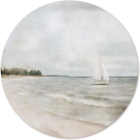 Vintage Sailboat Round Mouse Pad, Retro Coastal Landscape Mousepad for Women, Rustic Nautical Blue Seascape Non-Slip Base Desktop Protection Mouse Mat for Computer Home Office, 8.7x8.7 Inches in Saudi Arabia