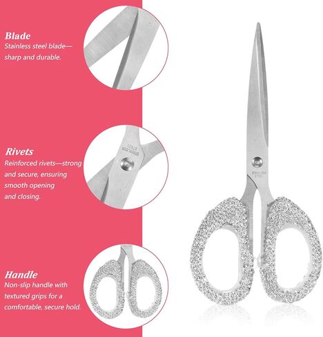 Bling Rhinestone Scissors Stainless Steel Scissors for Crafting, Office, Home, Multi-use Paper Cutting Tool(6.3 Inch) in Saudi Arabia