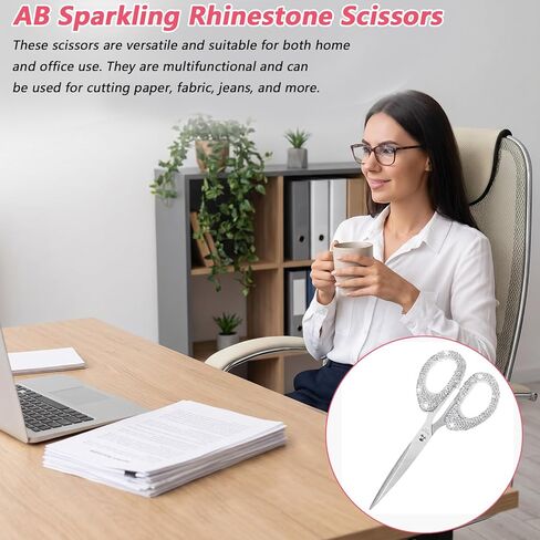Bling Rhinestone Scissors Stainless Steel Scissors for Crafting, Office, Home, Multi-use Paper Cutting Tool(6.3 Inch) in Saudi Arabia