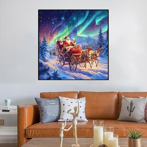 Ekuxom Santa Claus Diamond Art Kits for Adults- 5D Christmas Diamond Painting Kits for Adults Beginners-DIY Full Drill Round Rhinestone Gem Art Crafts Paintings for Home Wall Decor 14x14inch in Saudi Arabia