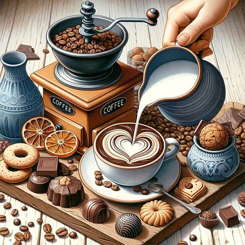 Focart Diamond Painting Kits for Adults Beginners, Full Drill Round Diamond Art, Handmade Coffee Pattern 5D DIY Paint by Numbers Gem Art for Home Wall Decor, Ideal Gift for Women Mom Grandma in Saudi Arabia