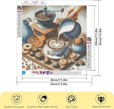 Focart Diamond Painting Kits for Adults Beginners, Full Drill Round Diamond Art, Handmade Coffee Pattern 5D DIY Paint by Numbers Gem Art for Home Wall Decor, Ideal Gift for Women Mom Grandma in Saudi Arabia