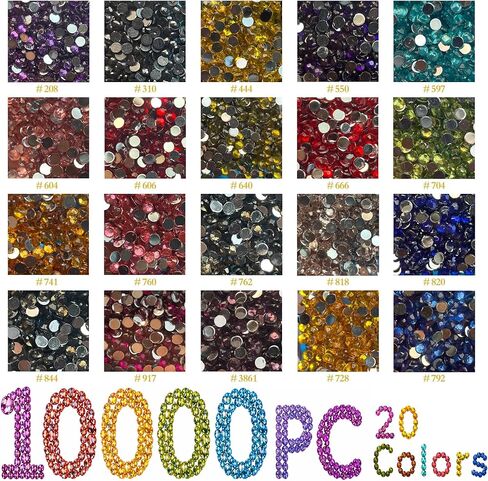 أحجار الراين المسطحة 10000/20000/30000 قطعة، أحجار الراين الراتنج أحادية اللون 3 مم مجمعة في حقيبة فردية، أحجار الراين الكريستالية للأظافر، طلاء الماس، فن الأظافر، الحرف اليدوية والديكورات اليدوية (10000) in Kuwait