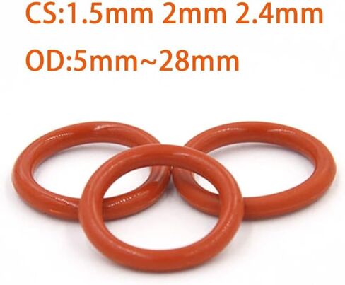 10/50pcs Red Silicone Ring Gasket CS 1.5mm 2mm 2.4mm OD 5~28mm Silicon O Food Grade Rubber O-Ring Vmq Assortment(2mm(10PCS),OD 21mm) in Kuwait