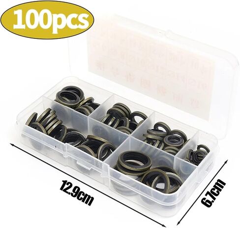 100Pcs/Box Car Engine Oil Gasket Set Oil Pan Sealing Gasket Combination Washer Gasket M6/M8/M10/M12/M14/M16 in Kuwait