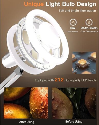 36W Floor Lamp with Flexible Arm, 3 Colors Ring Light with Heavy-Duty Base & Remote, Standing Lamp for Living Room/Workspace/Tattoo/Live Streaming/TikTok/YouTube/Photography in Saudi Arabia