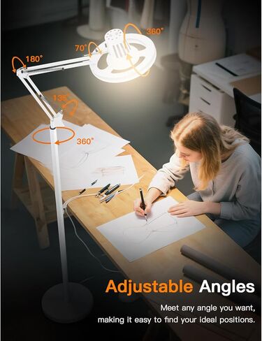 36W Floor Lamp with Flexible Arm, 3 Colors Ring Light with Heavy-Duty Base & Remote, Standing Lamp for Living Room/Workspace/Tattoo/Live Streaming/TikTok/YouTube/Photography in Saudi Arabia