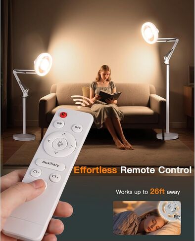 36W Floor Lamp with Flexible Arm, 3 Colors Ring Light with Heavy-Duty Base & Remote, Standing Lamp for Living Room/Workspace/Tattoo/Live Streaming/TikTok/YouTube/Photography in Saudi Arabia
