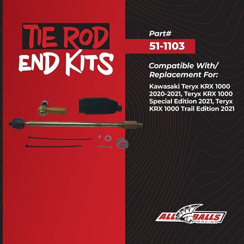 مجموعة نهاية قضيب ربط جميع الكرات Racing 51-1103 متوافقة مع/بديلة لـ Kawasaki Teryx KRX 1000 2020-2021، Teryx KRX 1000 Special Edition 2021، Teryx KRX 1000 Trail Edition 2021 in Kuwait