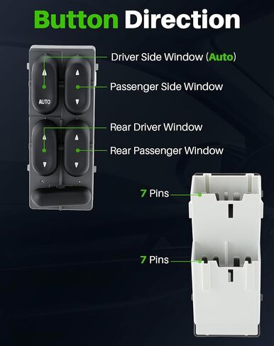 Power Window Switch Fit for Ford F250/F350 Super Duty, Excursion, Expedition (1999-2001), Lincoln Navigator (1999-2002), Lincoln Blackwood 2002 Front Left Driver Side, Replaces XL1Z14529BA in Saudi Arabia