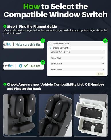Power Window Switch Fit for Ford F250/F350 Super Duty, Excursion, Expedition (1999-2001), Lincoln Navigator (1999-2002), Lincoln Blackwood 2002 Front Left Driver Side, Replaces XL1Z14529BA in Saudi Arabia