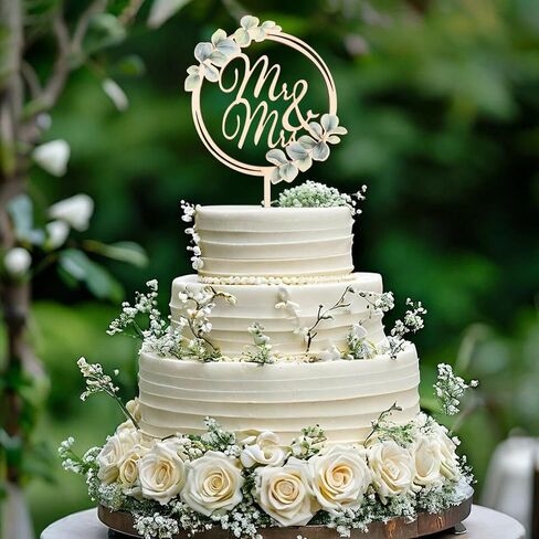 CIEHER Wedding Cake Toppers Bride And Groom - Wood Mr & Mrs Cake Topper Sign For Engagement Bridal Shower Decor, Sage Green Wedding Cake Decorations - Style A in Kuwait