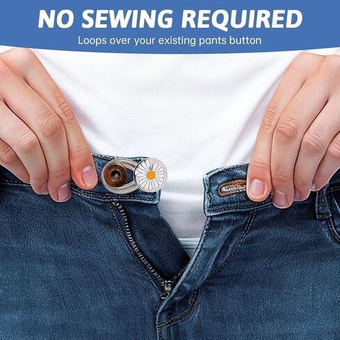 36PCS Button Extenders for Jeans, Adjustable Pants Waist Extenders for Men & Women, No-Sew Jean Button Extender with Fabric Strap and Zinc Alloy Button, Waistband Extension 1–1.8 in Kuwait
