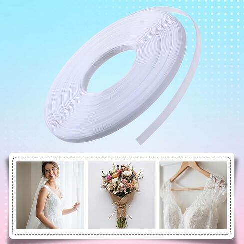 Polyester Boning for Sewing, 25 Yards x 10mm Sew-Through Low Density Corset Boning Plastic Boning for Wedding Dress, Bridal Gown, Nursing Cap, Hat, DIY Garment Support (White) in Saudi Arabia