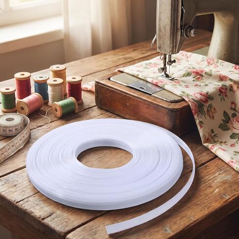 Polyester Boning for Sewing, 25 Yards x 10mm Sew-Through Low Density Corset Boning Plastic Boning for Wedding Dress, Bridal Gown, Nursing Cap, Hat, DIY Garment Support (White) in Saudi Arabia