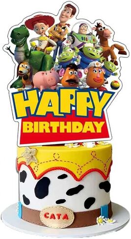 25Pcs For Toys Cake Decorations with 24pcs Cupcake Toppers, 1pcs Happy Birthday Cake Topper, Cartoon Themed Party Supplies, Perfect for Birthday Party Decorations in Saudi Arabia