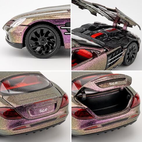 SLR Race Car Model, Die-cast 1:24 Toy Cars with Light and Sound, Alloy Pull Back Car for Kids Boys Girls Adults Birthday Gift (Purple) in Saudi Arabia