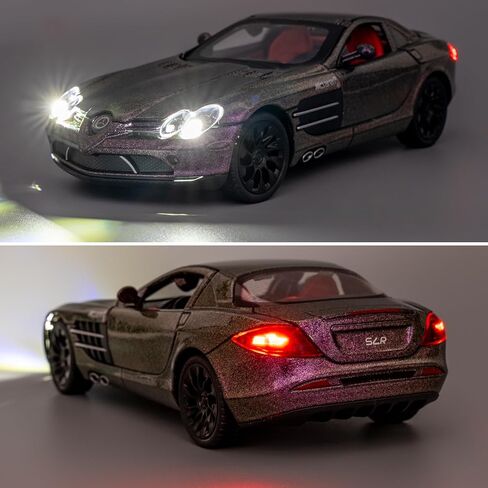 SLR Race Car Model, Die-cast 1:24 Toy Cars with Light and Sound, Alloy Pull Back Car for Kids Boys Girls Adults Birthday Gift (Purple) in Saudi Arabia