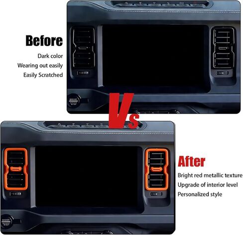 for 2021-2025 Ford Bronco Air Conditioning Vent Adjustment Trim and Center Console Dashboard Vent Side Ring Covers 4 Pack Orange (Orange) in Saudi Arabia