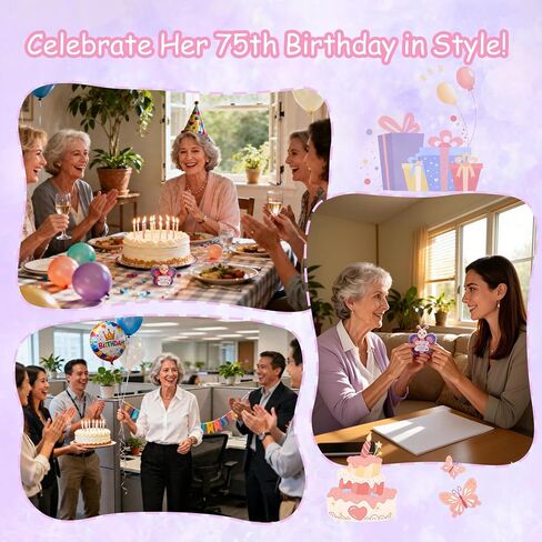 75th Birthday Gifts for Women, Cute Handmade Crochet Pink and Blue Butterfly Plush, Funny 75 Year Old Gift Ideas for Her Friends Family Grandma Mom Wife Sister Home Desk Decorations in Saudi Arabia