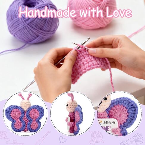 75th Birthday Gifts for Women, Cute Handmade Crochet Pink and Blue Butterfly Plush, Funny 75 Year Old Gift Ideas for Her Friends Family Grandma Mom Wife Sister Home Desk Decorations in Saudi Arabia