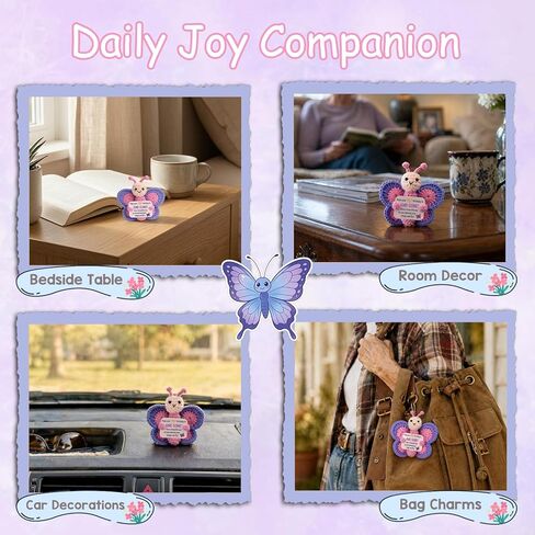 75th Birthday Gifts for Women, Cute Handmade Crochet Pink and Blue Butterfly Plush, Funny 75 Year Old Gift Ideas for Her Friends Family Grandma Mom Wife Sister Home Desk Decorations in Saudi Arabia