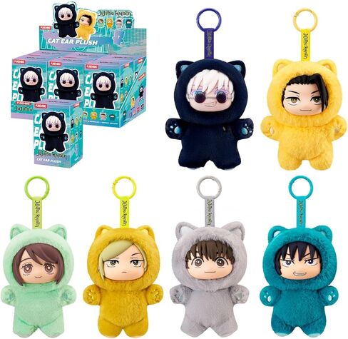 puremind JJK Plush Figures 6-Pack Set, Officially Licensed Jujutsu Kaisen Blind Box Plushies, 6 Unique Vinyl Plush Mini Figures with No Duplicates, Cat-Ear Anime Plush Collectible Gift Set in Saudi Arabia