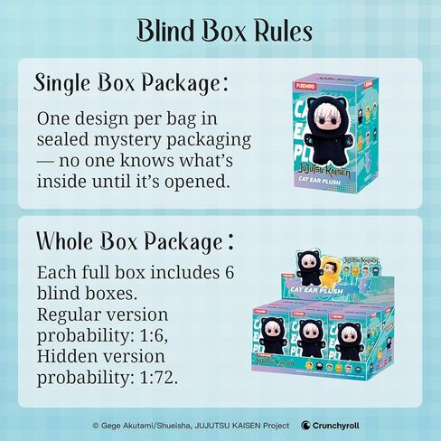 puremind JJK Plush Figures 6-Pack Set, Officially Licensed Jujutsu Kaisen Blind Box Plushies, 6 Unique Vinyl Plush Mini Figures with No Duplicates, Cat-Ear Anime Plush Collectible Gift Set in Saudi Arabia