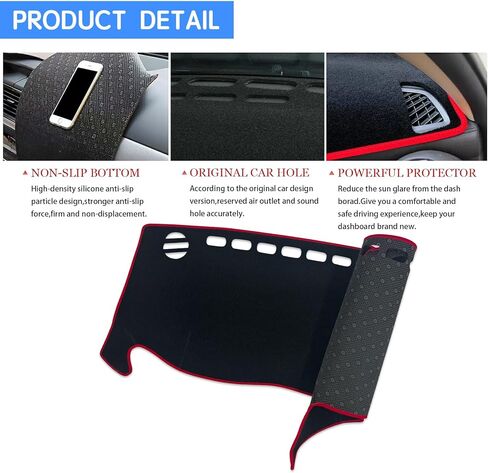 Dashboard Cover Dash Mat Pad Compatible with Chrysler Pacifica Minivan 2017 2018 2019 2020 2021 2022 2023 2024 2025 2026 Dash Cover Protector (Red Trim) in Kuwait