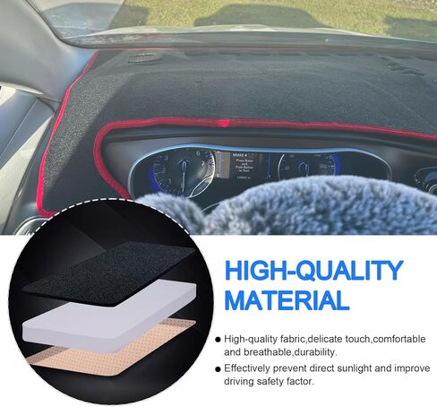 Dashboard Cover Dash Mat Pad Compatible with Chrysler Pacifica Minivan 2017 2018 2019 2020 2021 2022 2023 2024 2025 2026 Dash Cover Protector (Red Trim) in Kuwait