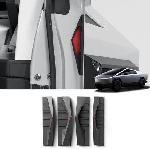 4 قطع من مقابض أبواب السيليكون المقاومة لبصمات الأصابع من LUCKEASY لـ Tesla Cybertruck 2023-2025 2026 مع شرائط عاكسة مضادة للخدش، واقيات حافة الباب الآمنة اللاصقة 3M باللون الأسود والأحمر in Kuwait