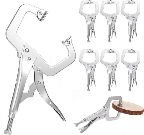 6Pcs C Clamp Locking, 6 Inch Heavy Duty Welding Clamps Pliers Set with Swivel Pads, Vise Grip Clamps for Metalworking, Woodworking, Home Workshop & Professional Repair in Saudi Arabia