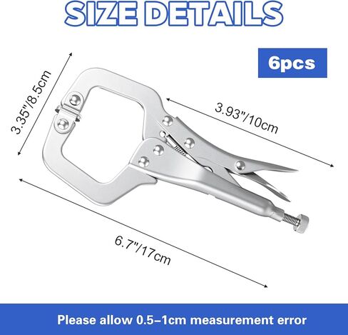 6Pcs C Clamp Locking, 6 Inch Heavy Duty Welding Clamps Pliers Set with Swivel Pads, Vise Grip Clamps for Metalworking, Woodworking, Home Workshop & Professional Repair in Saudi Arabia