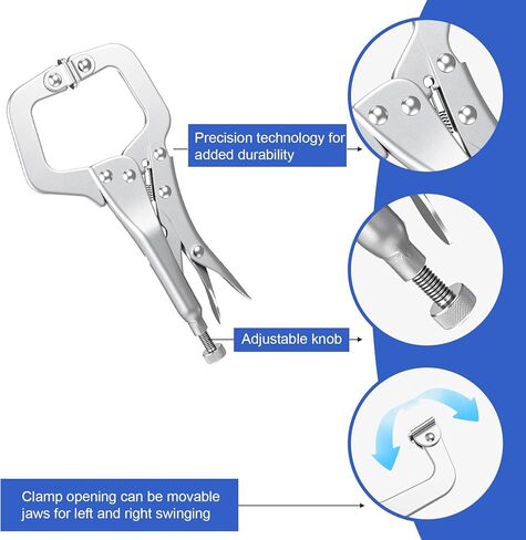6Pcs C Clamp Locking, 6 Inch Heavy Duty Welding Clamps Pliers Set with Swivel Pads, Vise Grip Clamps for Metalworking, Woodworking, Home Workshop & Professional Repair in Saudi Arabia