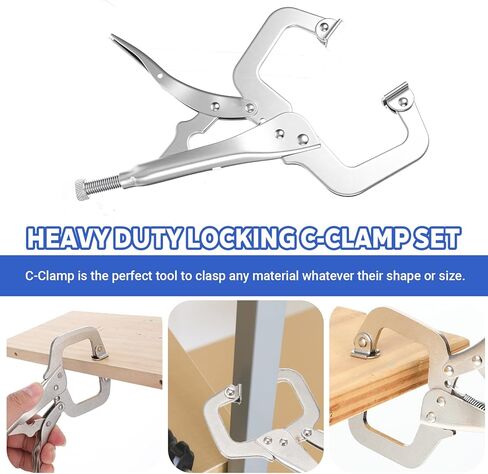 6Pcs C Clamp Locking, 6 Inch Heavy Duty Welding Clamps Pliers Set with Swivel Pads, Vise Grip Clamps for Metalworking, Woodworking, Home Workshop & Professional Repair in Saudi Arabia