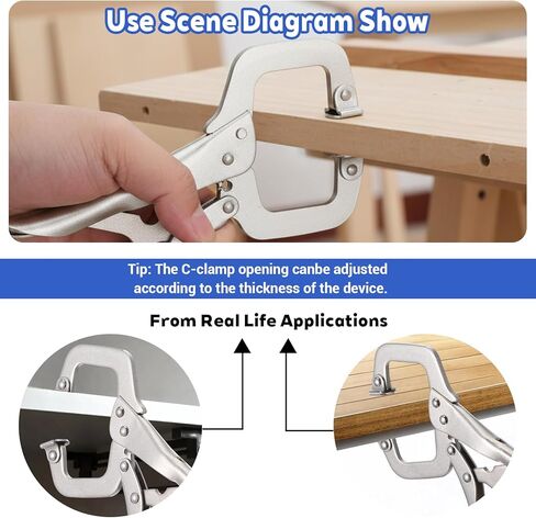 6Pcs C Clamp Locking, 6 Inch Heavy Duty Welding Clamps Pliers Set with Swivel Pads, Vise Grip Clamps for Metalworking, Woodworking, Home Workshop & Professional Repair in Saudi Arabia