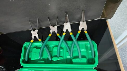 4-piece Snap Ring Plier Set, 7 in (17.8 cm) Round Nose C-Clamp, for Snap Ring Removal, with green Storage Case in Kuwait