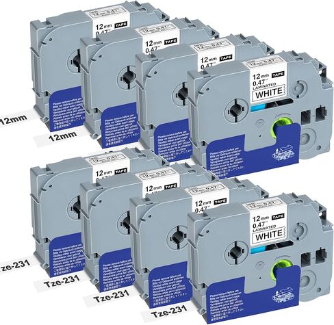 Tze-231 12mm 0.47 Laminated Relpace for Brother Label Maker Tape, P-Touch Label Tape Black on White Label Tape Compatible with PT-D210 PT-H110 PT-D220 PT-D400, 4-Pack in Saudi Arabia