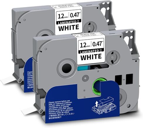 شريط ملصقات Tze-2312PK Tze 12 مم 0.47 بوصة أبيض Tze231 متوافق مع Brother Tze-231 Tz-231 1/2 بوصة Tz صانع الملصقات يعمل من أجل P Touch PTD220 PTD210 PTH100 PT-H110 PT-D200، أسود على أبيض، عبوتان in Kuwait