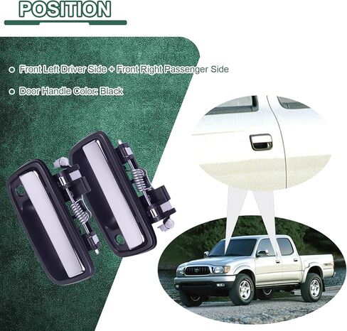 Exterior Front Driver & Passenger Door Handle Set, Compatible with 1995-2004 Toyota Tacoma - Textured Black - 69220-35020, 69210-35020, 79345, 91318, 79344, 91319 in Kuwait