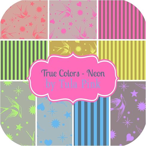 Neon True Colors Fat Quarter Bundle Tula Pink 21.00" x 18.00" DIY Quilt Fabric in Saudi Arabia