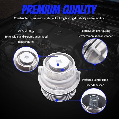 Oil Filter Housing Cap Assembly with Plug & Gasket Compatible with Toyota Camry RAV4 Highlander Sienna Tacoma Tundra 4Runner Lexus ES300h RX350 ES350 ES300h LS460 RX330 15620-31060 15643-31050 in Kuwait