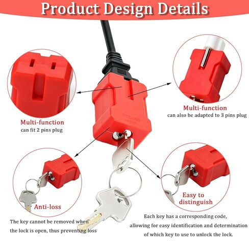 Plug Lock Electrical Cord Plug Lockout Device for Electrical Cord, 2 Pack Plug Locking Safety Lock with 2-pin and 3-Pin Plugs, Comes with 2 Keys Power Disconnection Service in Kuwait