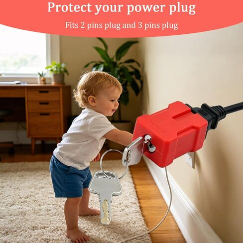 Plug Lock Electrical Cord Plug Lockout Device for Electrical Cord, 2 Pack Plug Locking Safety Lock with 2-pin and 3-Pin Plugs, Comes with 2 Keys Power Disconnection Service in Kuwait