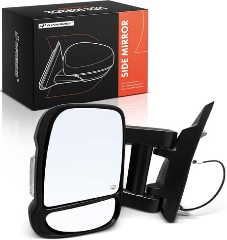 A-Premium Driver Side Power Door Mirror - Compatible with Ram ProMaster 1500, ProMaster 2500, ProMaster 3500, 2014-2024 - Heated Manual Folding Textured Black Outside Rear View Mirror in Kuwait
