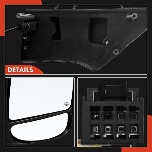 A-Premium Driver Side Power Door Mirror - Compatible with Ram ProMaster 1500, ProMaster 2500, ProMaster 3500, 2014-2024 - Heated Manual Folding Textured Black Outside Rear View Mirror in Kuwait