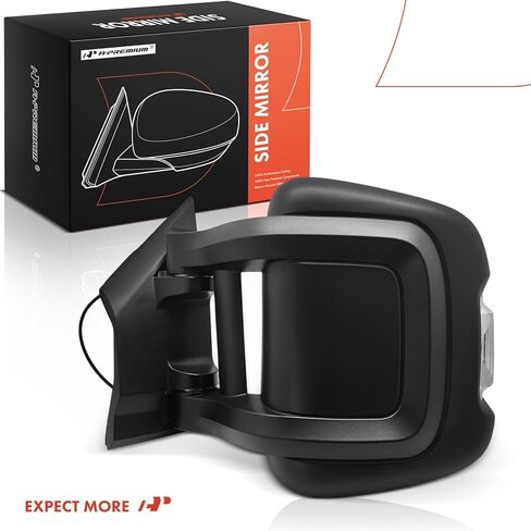 A-Premium Driver Side Power Door Mirror - Compatible with Ram ProMaster 1500, ProMaster 2500, ProMaster 3500, 2014-2024 - Heated Manual Folding Textured Black Outside Rear View Mirror in Kuwait